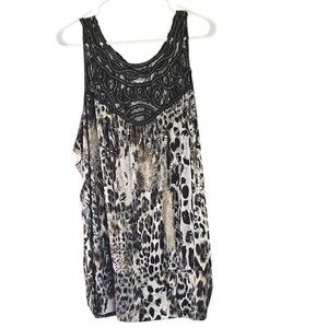 Maurice’s Animal Print Sleeveless Top with Black Lace Size 3X